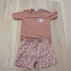 Modern Moments Two-Piece Rust Floral Swim Set, 3T